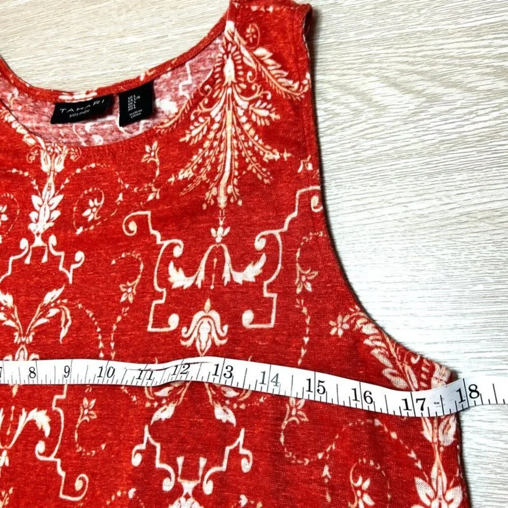Tahari Tank Top Womens L 100% Linen Cotton Wood Buttons at Hem - Picture 8 of 9